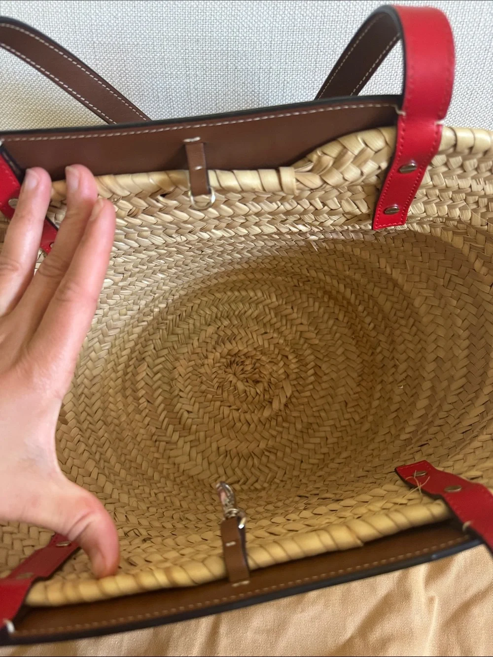 Christian Louboutin Natural Straw Tote with Brown Leather Trim